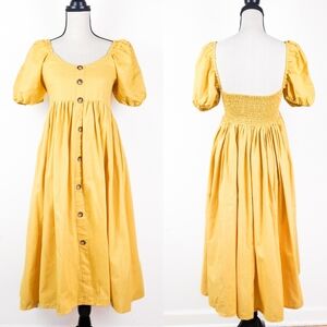 🦋LAST🦋 NWT Bali ELF Adele Linen Midi Dress, Honey Cream, Size Large